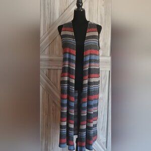 LuLaRoe Multicolor Long Knit Cardigan Vest. (Size S)